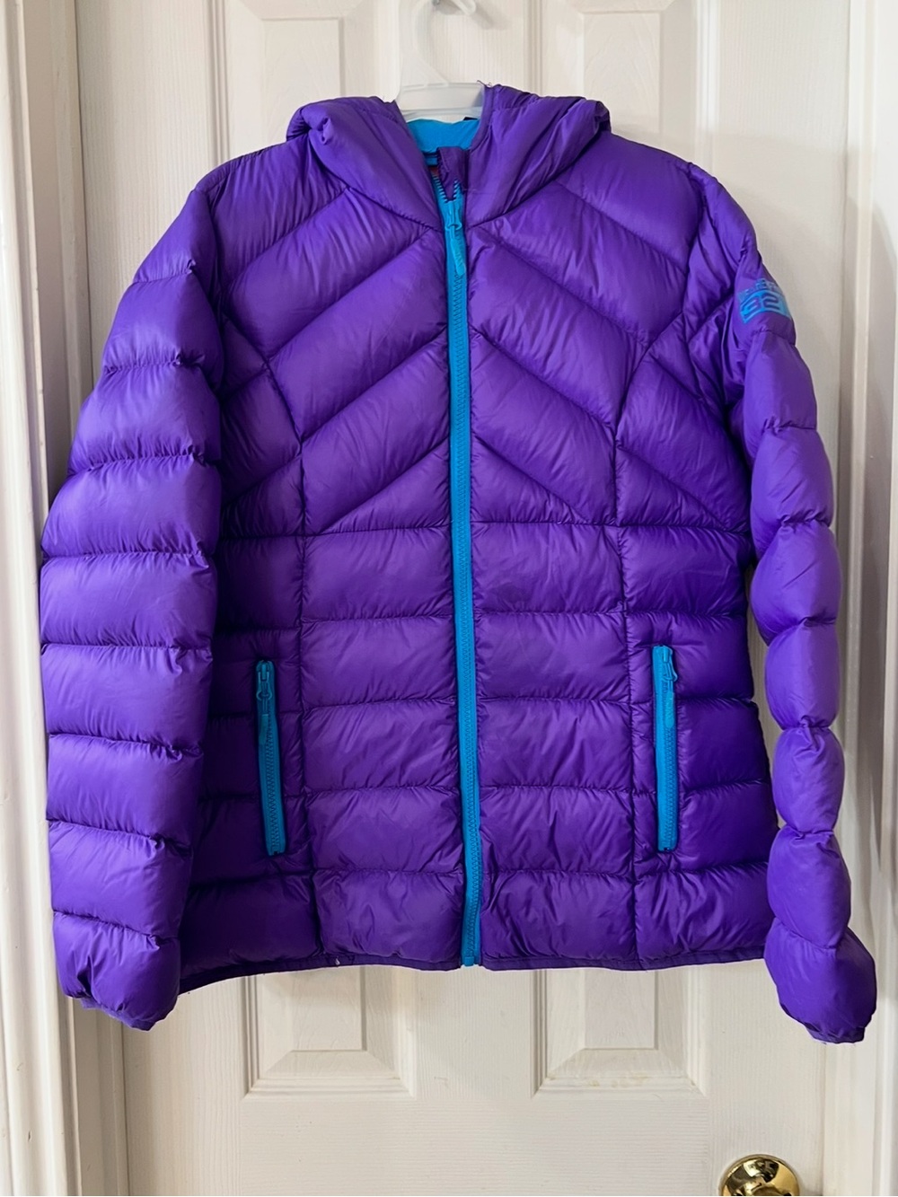 Weatherproof 32 Degrees Girl’s L (14-16) Purple Puffer Hooded Down Jacket Coat